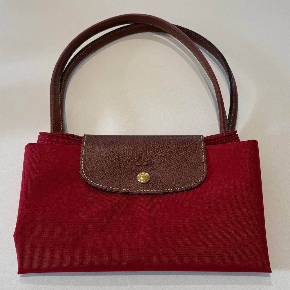 Longchamp Red and Brown Tote Bag